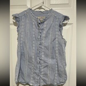 Ann Taylor Summer Women’s Shirt Blouse Top Floral Stripe Small